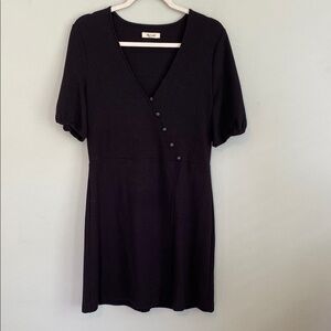 Madewell Women’s Black Faux Wrap dress short sleeve size Large